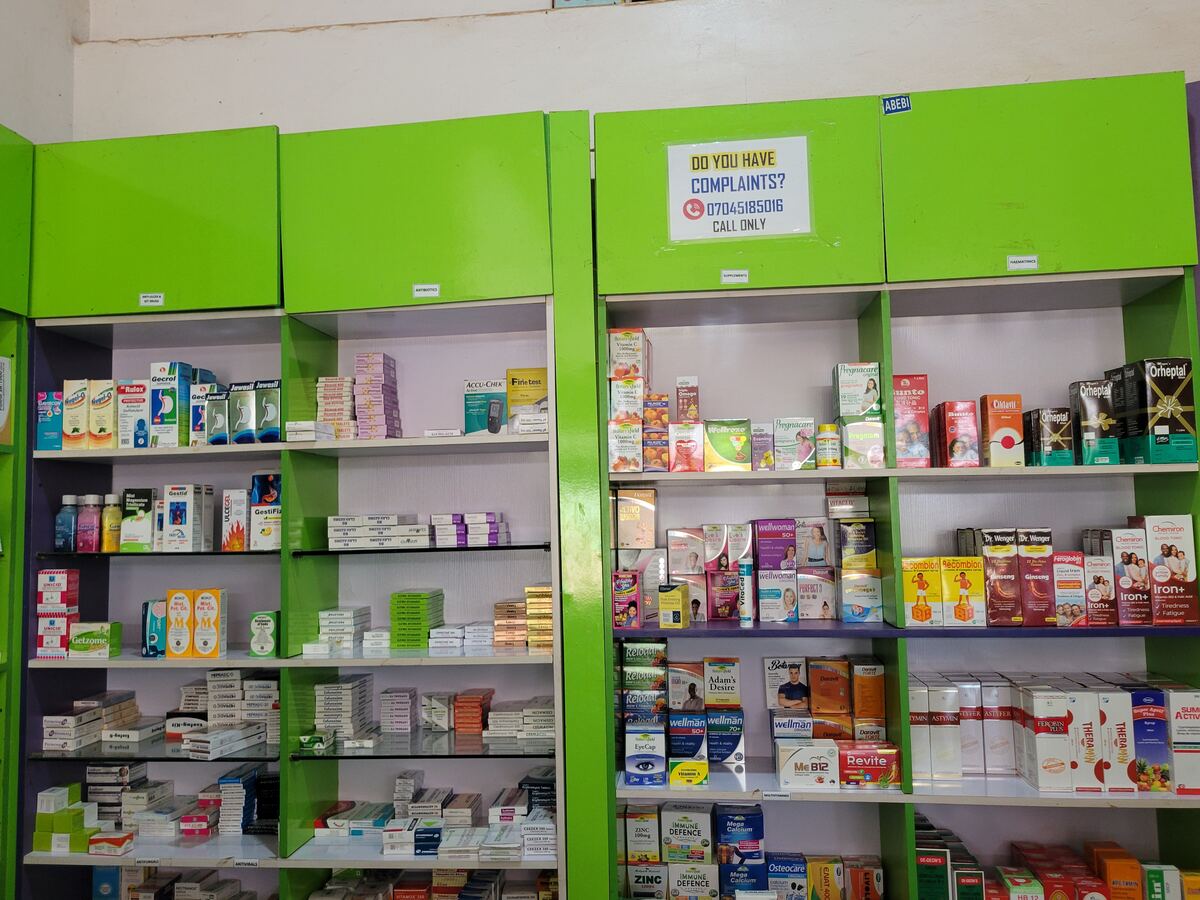 Medicine shelves at BM Amazingcare Pharmacy